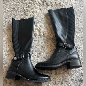Never worn Kenneth Cole Tall Black Leather Boots 8.5